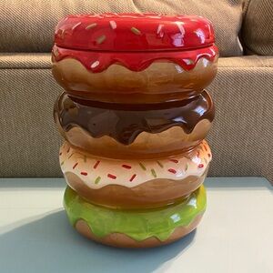 *sold* Christmas Doughnut Cookie Jar - Sleigh Bell Bistro